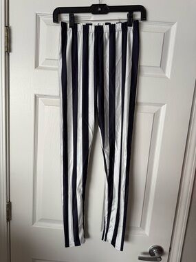 Lotus Leggings Black and White Striped Leggings Size Medium.